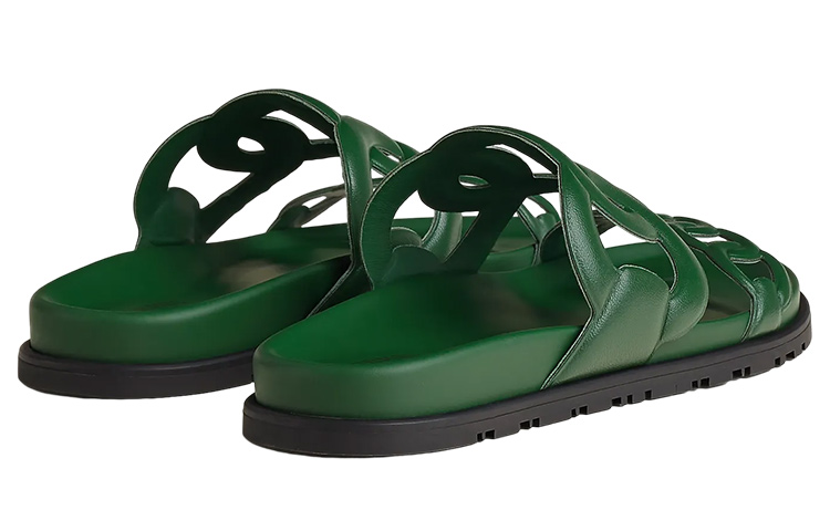 Purchase (W) 爱马仕绿色加厚真皮拖鞋 H222302Z-H0
