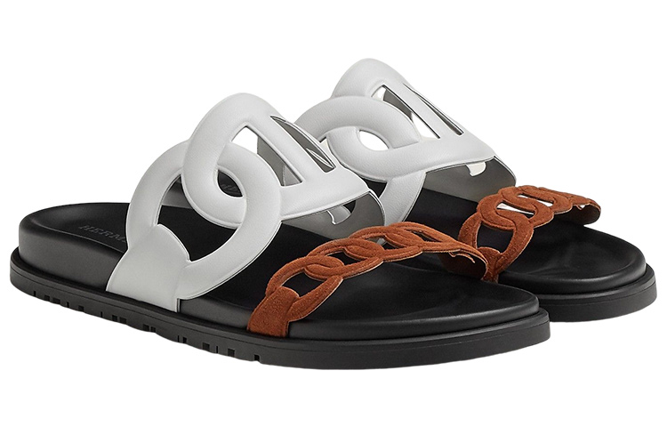 Lookbook (W) 爱马仕白棕色高级皮革便鞋 H222152Z-90