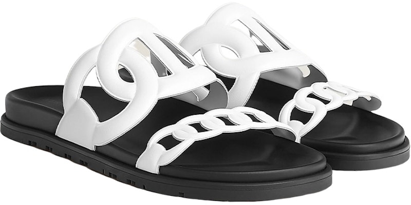 (W) HERMES Sepatu Kulit Slip-On 'Hitam dan Putih' H222302Z-90 Lookbook (W) HERMES Sepatu Kulit Slip-On 'Hitam dan Putih' H222302Z-90