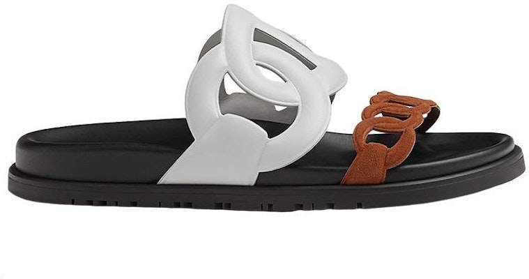 (W) HERMES Slip-On Kulit Tambahan 'Putih Coklat' H222152Z-90 Order (W) HERMES Slip-On Kulit Tambahan 'Putih Coklat' H222152Z-90