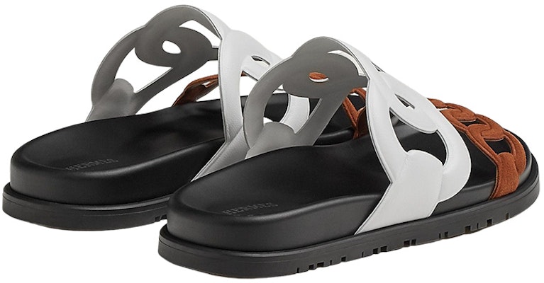 (W) HERMES Slip-On Kulit Tambahan 'Putih Coklat' H222152Z-90 Shop (W) HERMES Slip-On Kulit Tambahan 'Putih Coklat' H222152Z-90
