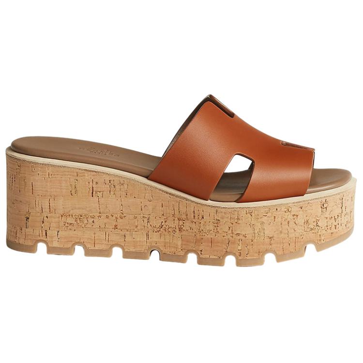 (W) HERMES Eze 30 'Brown Calfskin Peep-Toe Platform' 圖 2