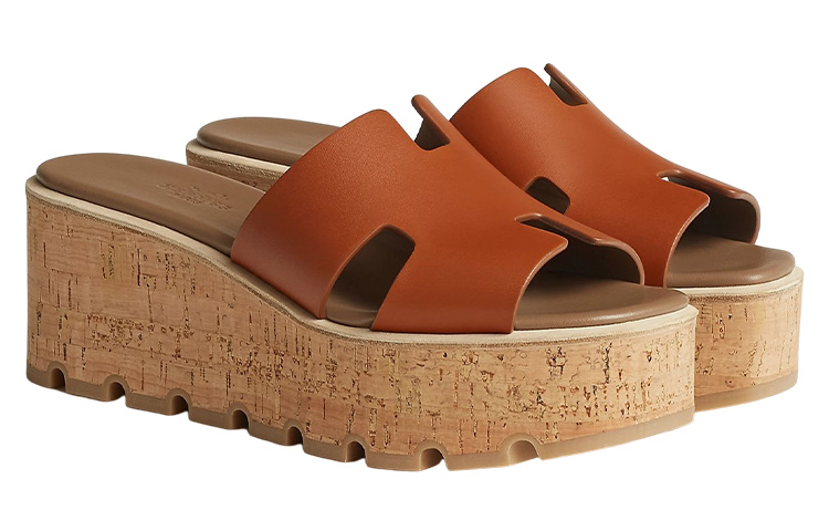 (W) HERMES Eze 30 'Brown Calfskin Peep-Toe Platform' 圖 3