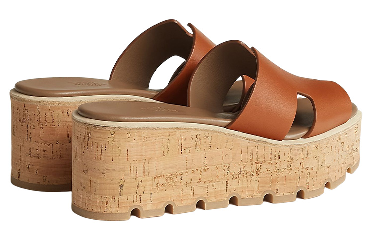 (W) HERMES Eze 30 'Brown Calfskin Peep-Toe Platform' 圖 4