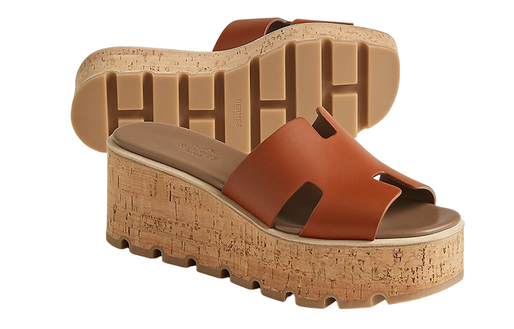 (W) HERMES Eze 30 'Brown Calfskin Peep-Toe Platform' 圖 5