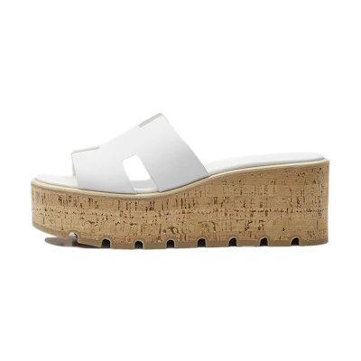 (W) HERMES Eze 30 'White Calfskin Sandals'