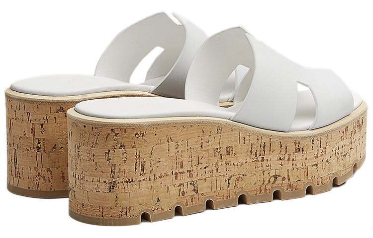 Shop HERMÈS 愛馬仕 Eze 30 小牛皮涼鞋 女款 白