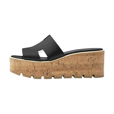 (W) HERMES Eze Leather Slides 'Open-Toe CMFT Black'