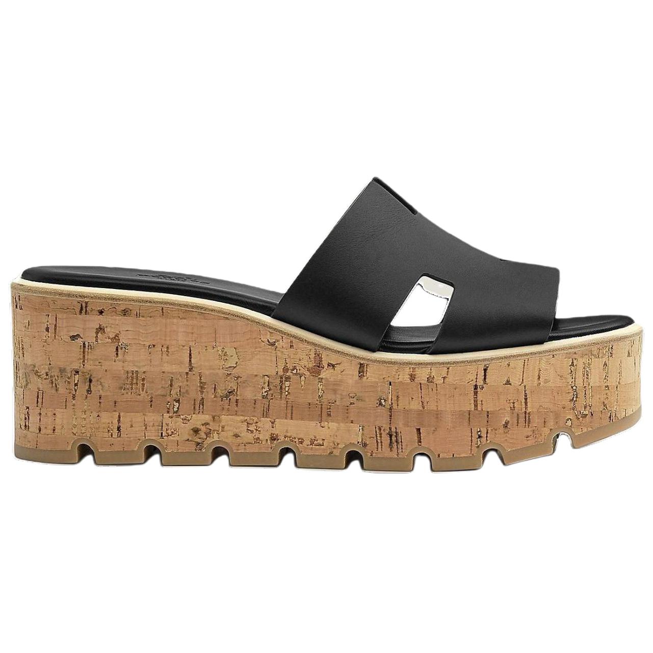 Lookbook (W) HERMES Eze Leren Slippers ''Open-Toe Comfort Zwart'' H221026Z-02