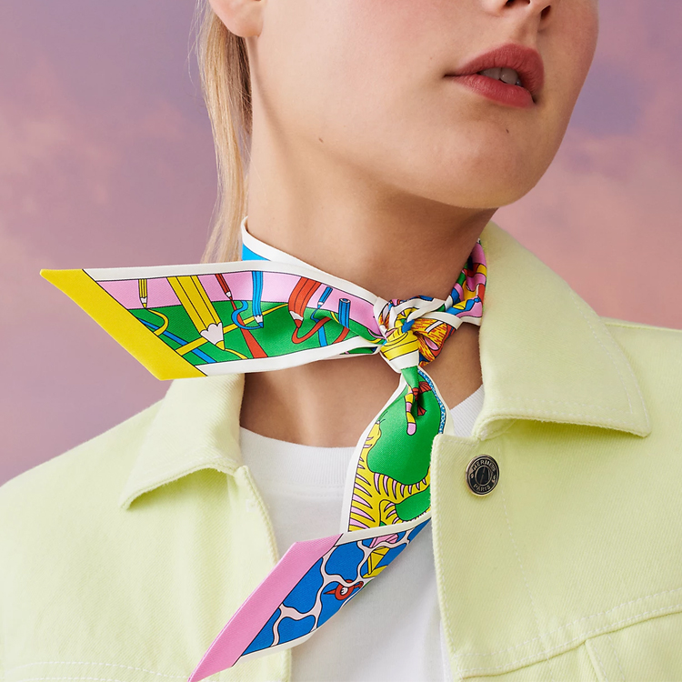 (Women) HERMES Factory Suite Twilly Scarf  Multicolor. H063975S 01 圖 3