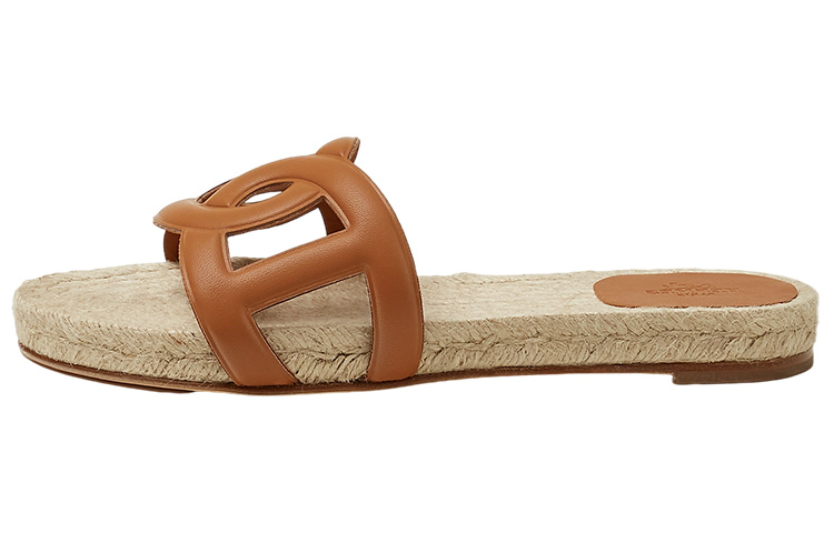 Buy HERMES愛馬仕 Famosa 帆布 時尚涼鞋 女款 棕色