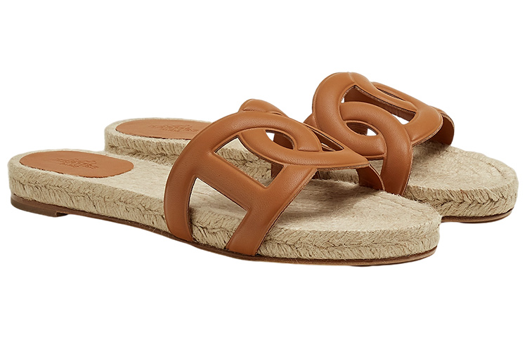 Lookbook HERMES愛馬仕 Famosa 帆布 時尚涼鞋 女款 棕色