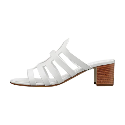 (W) HERMES Fashion Calfskin High Heel Sandals 'White'