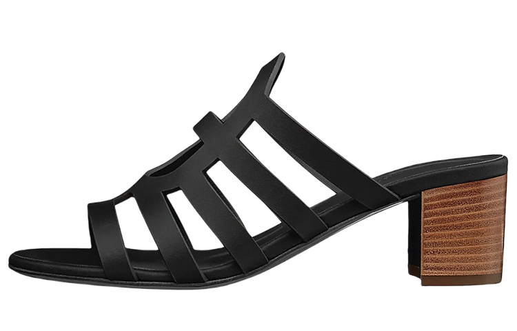 (Women) HERMES Fashion Calfskin High Heel Sandals 'Black' H211007Z-02