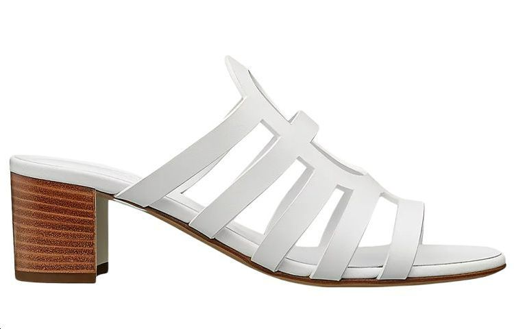 Order (W) Sandalias de Tacón Alto de Piel de Ternera HERMÈS 'Blancas' H211007Z-90
