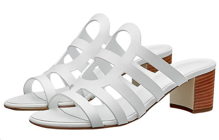 Lookbook (W) Sandalias de Tacón Alto de Piel de Ternera HERMÈS 'Blancas' H211007Z-90