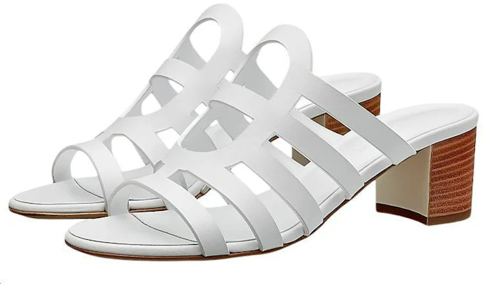 (W) Sandalias de Tacón Alto de Piel de Ternera HERMÈS 'Blancas' H211007Z-90 Lookbook (W) Sandalias de Tacón Alto de Piel de Ternera HERMÈS 'Blancas' H211007Z-90