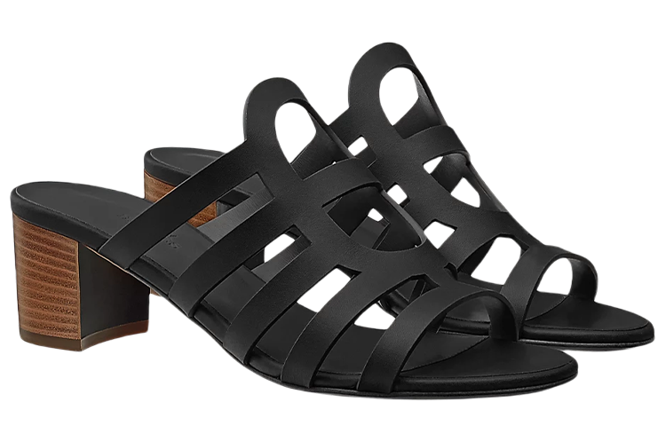 Lookbook (W) Sandalias de Tacón Alto de Piel de Ternera HERMES 'Negro' H211007Z-02