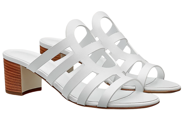 Shop (W) Sandalias de Tacón Alto de Piel de Ternera HERMÈS 'Blancas' H211007Z-90