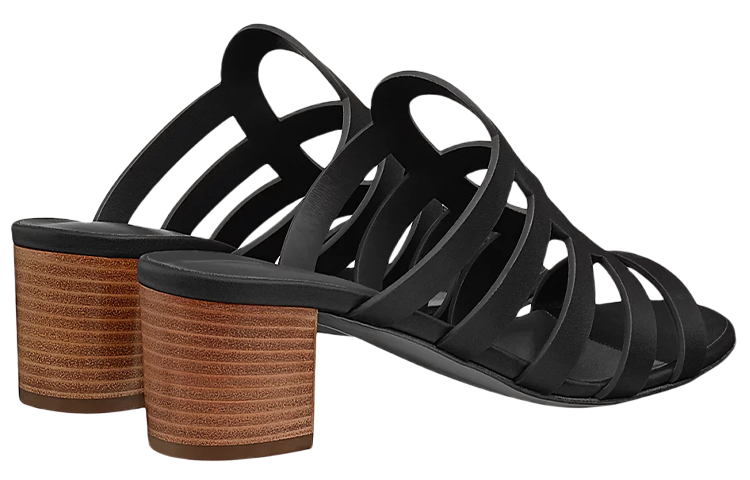 Shop (W) Sandalias de Tacón Alto de Piel de Ternera HERMES 'Negro' H211007Z-02