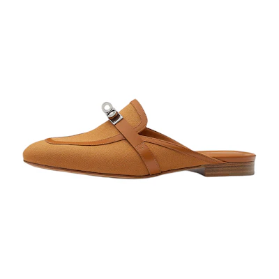 (W) HERMES Fashion Flat 'Brown Leather'