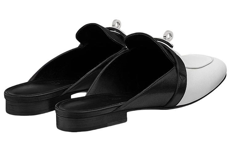 Lookbook (W) HERMES Sepatu Datar Kulit Fashion 'Hitam Putih' H211247Z-90