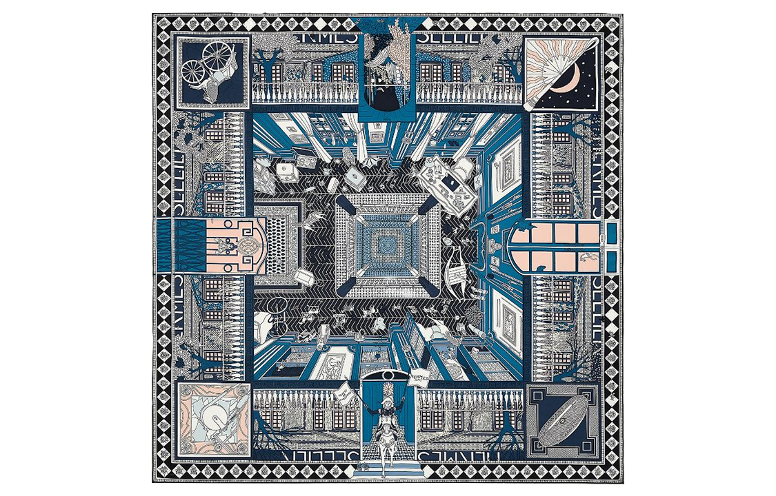 (Women) HERMES Fashionable Avant-Garde  Scarf in Blue H003757S 10