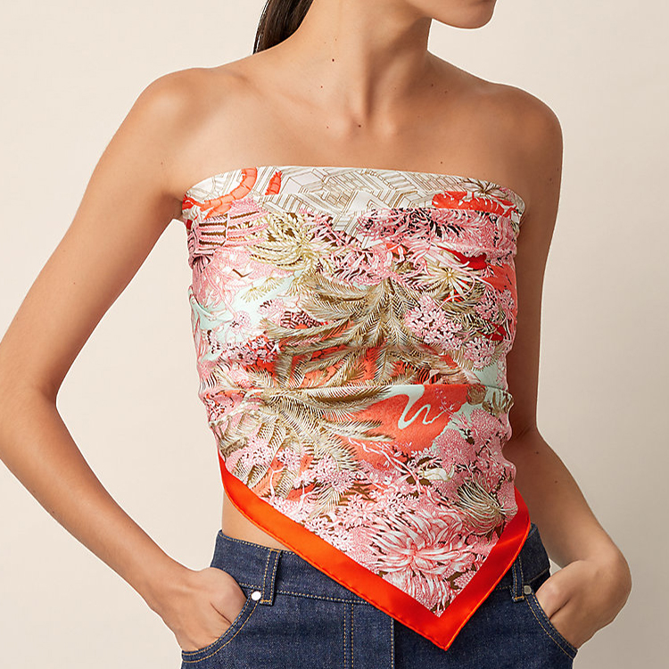 (Women) HERMES Faubourg Tropical Scarf Orange for Women H003602S-05 圖 3