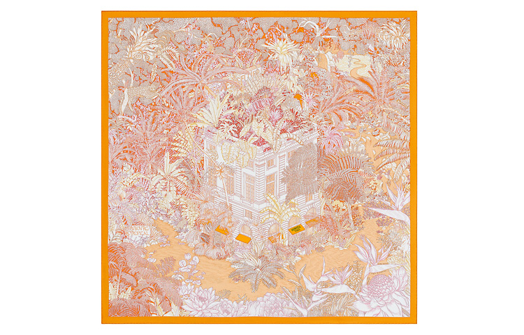 (Women) HERMES Faubourg Tropical Scarf Women’s Rose/Orange Colorway H003602S-09 圖 2