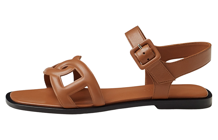 Buy (W) エルメス フェリス ブラウン バックルトングサンダル H222145Z-A3