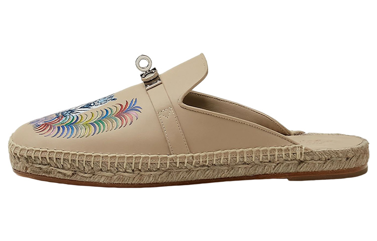 (Women) HERMES Feria Beige Backless Mule Slingback Shoes H222089Z T8