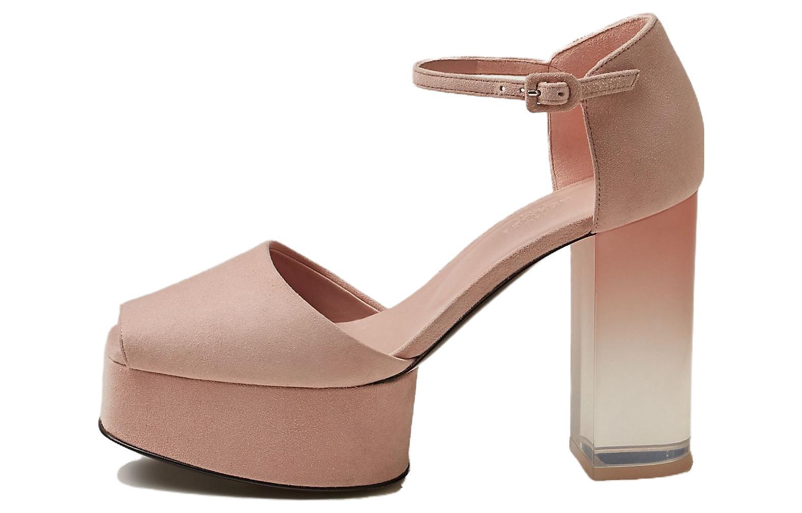 Buy (W) 爱马仕Fever粉色水晶扣露趾高跟鞋 H222010Z-R0