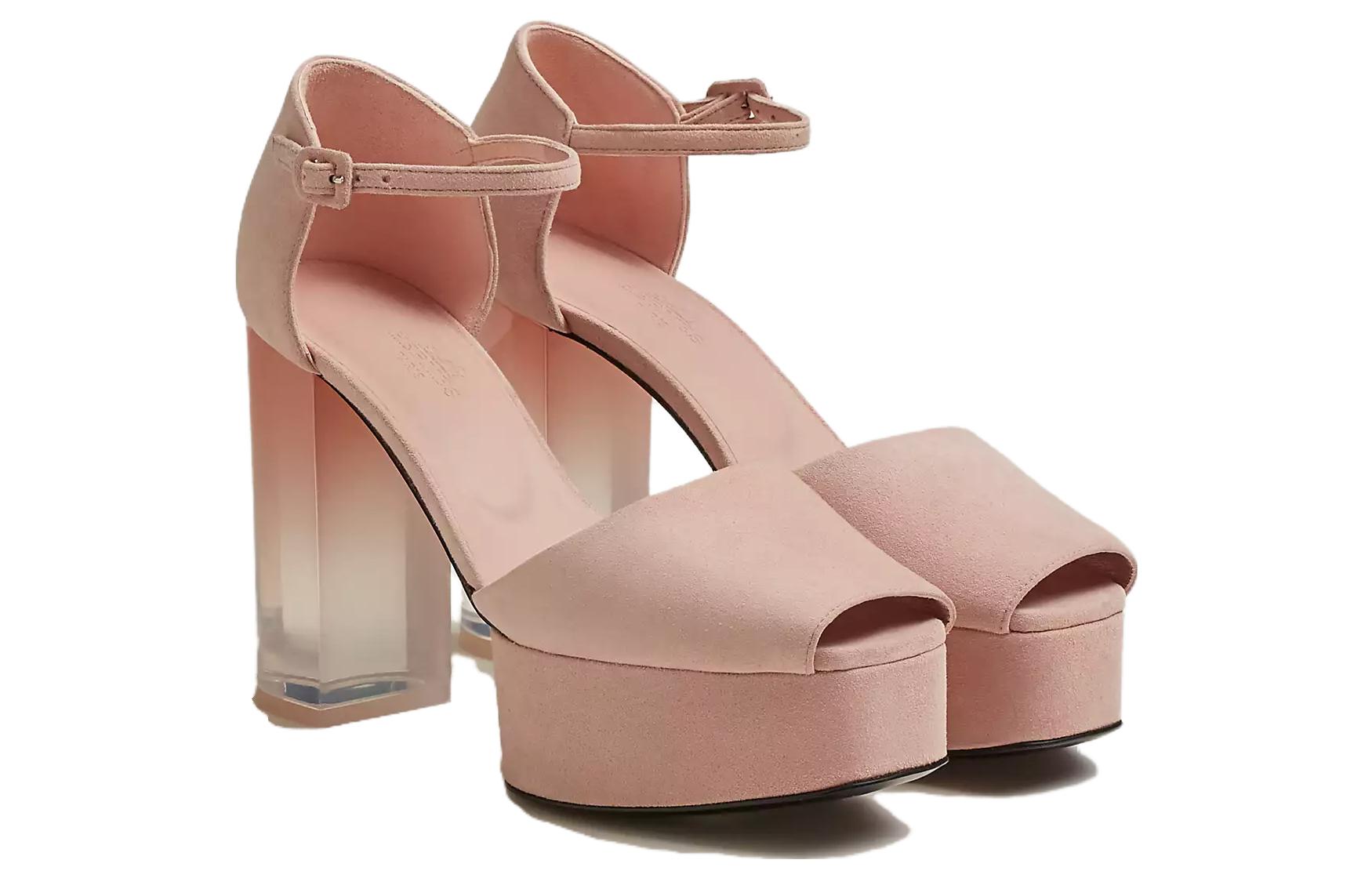 Lookbook (W) 爱马仕Fever粉色水晶扣露趾高跟鞋 H222010Z-R0