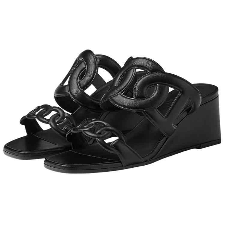Lookbook (W) 에르메스 피가리 55 블랙 뮬 웨지 H222149Z-02