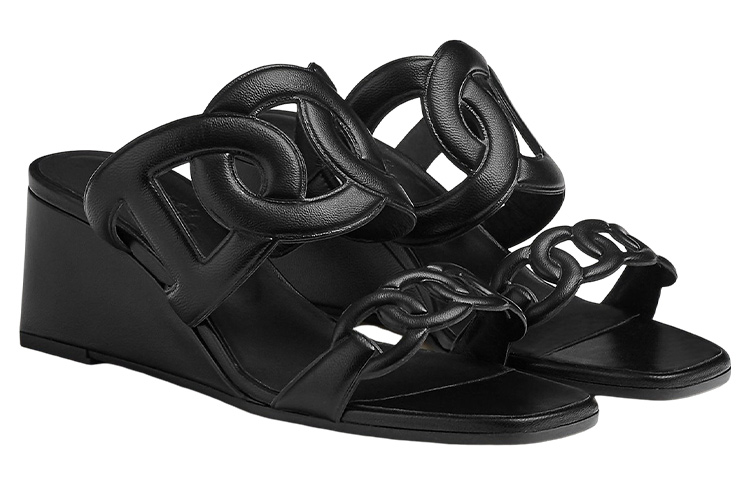Shop (W) 에르메스 피가리 55 블랙 뮬 웨지 H222149Z-02