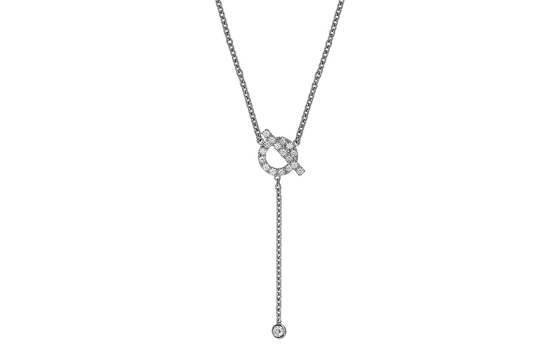 (Women) HERMES Finesse Lariat Small Q Series Platinum Lasso Necklace for Women. H219207B-00