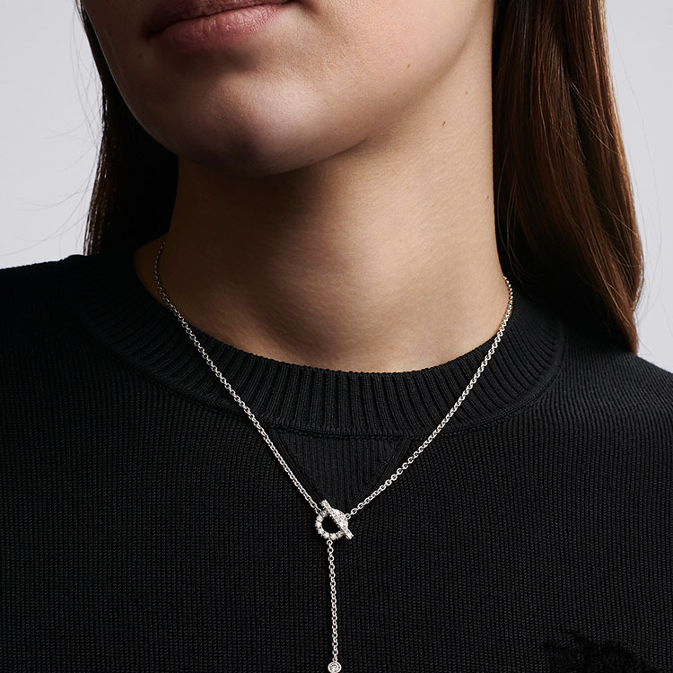 (Women) HERMES Finesse Lariat Small Q Series Platinum Lasso Necklace for Women. H219207B-00 圖 4