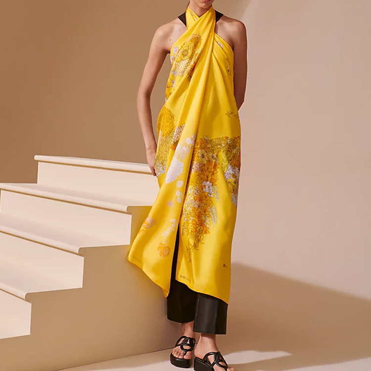 (Women) HERMES Floral Horse Design Silk Scarf Women’s Yellow. H673904Sv08 圖 3