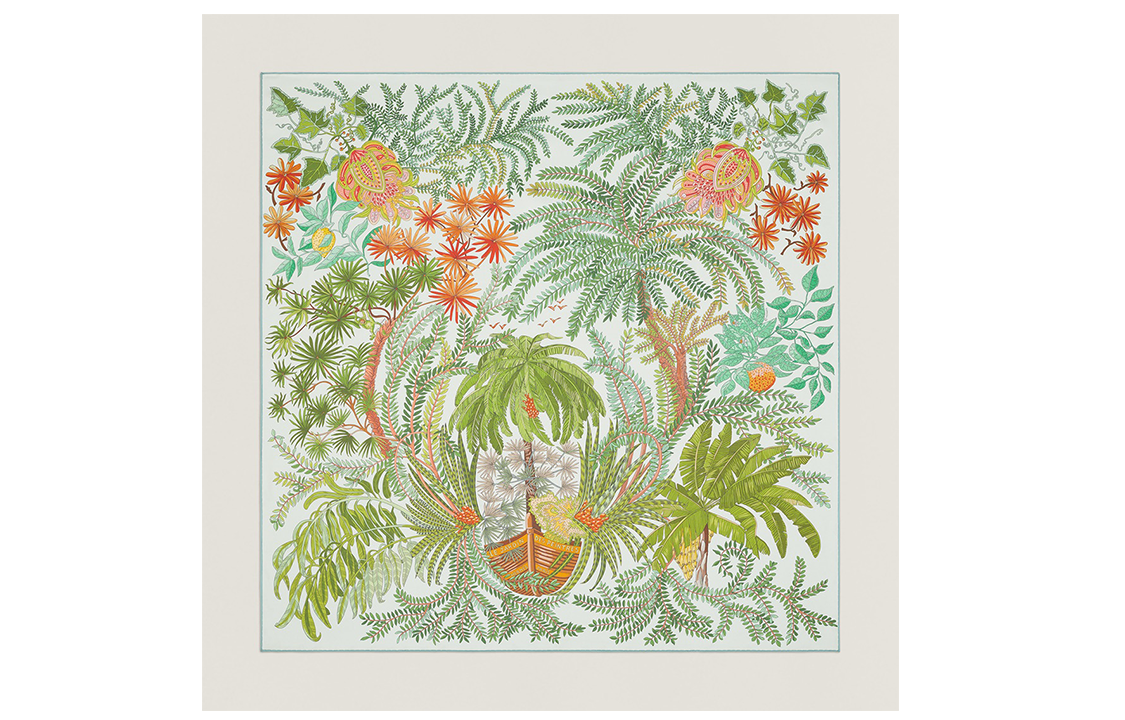 (Women) HERMES Floral Pattern Print Silk Scarf for Women - Multicolor H903908S 08