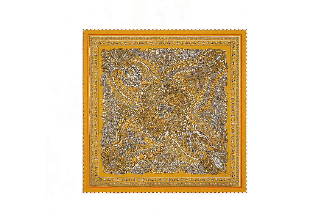 (Women) HERMES Floral Print Silk Scarf for Women - Yellow. H043998S01