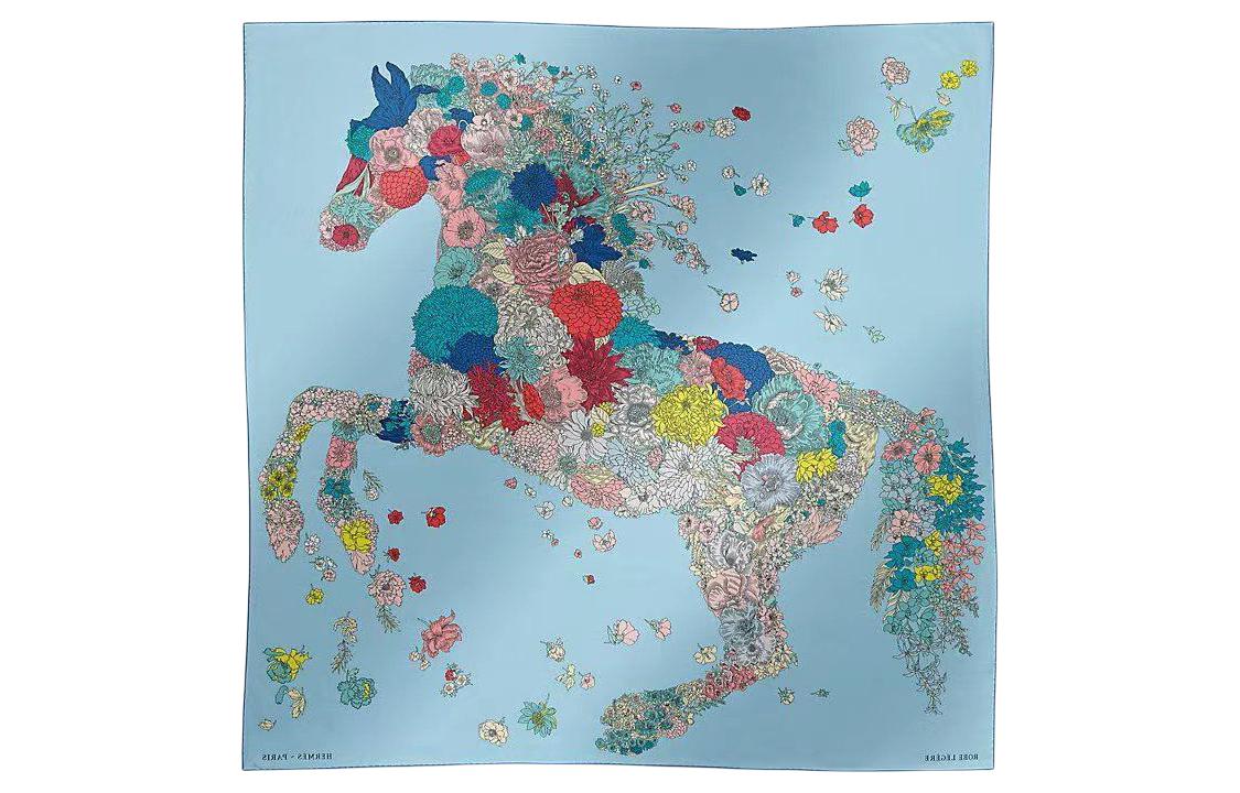 (Women) HERMES Floral Print Silk Scarf Women’s Blue. H673904Sv02 圖 3