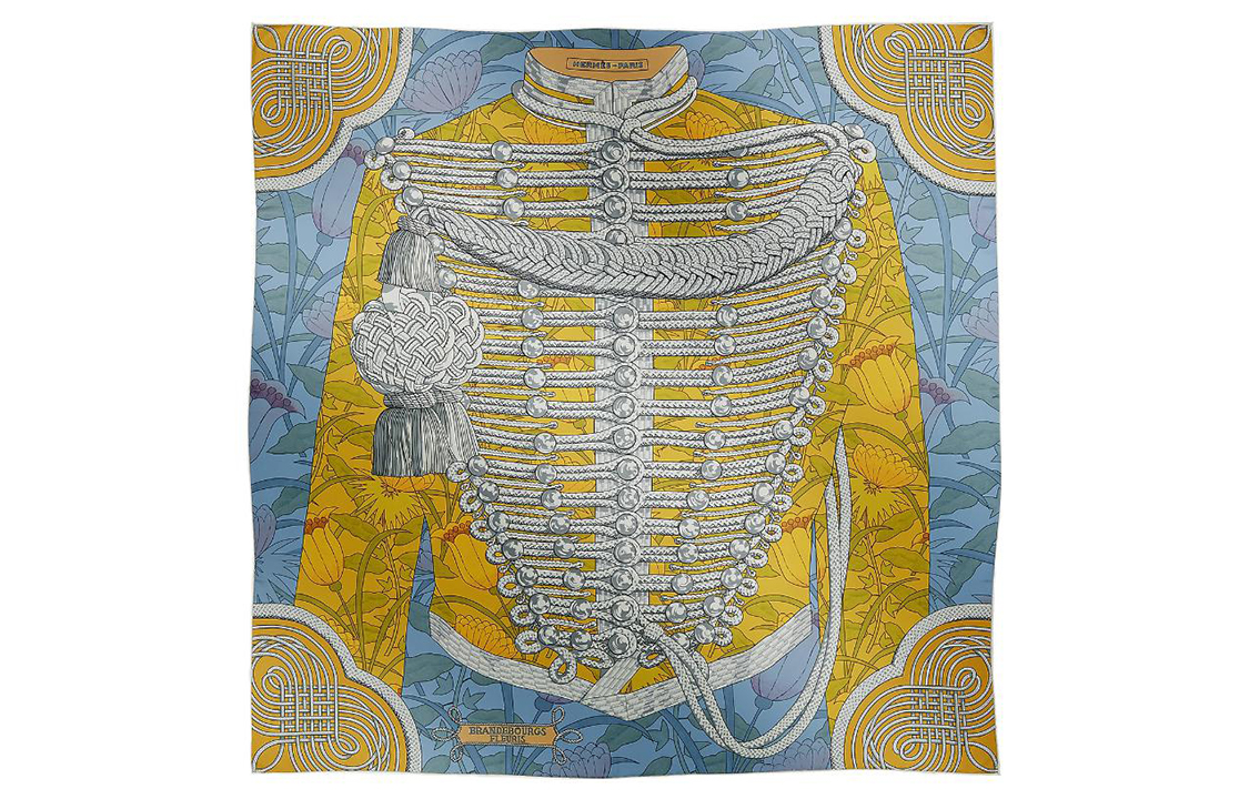 (Women) HERMES Floral Print Twill Silk Scarf for Women - Blue. H904041S-03