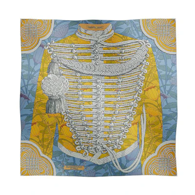 (Women) HERMES Floral Print Twill Silk Scarf for Women - Blue. H904041S-03