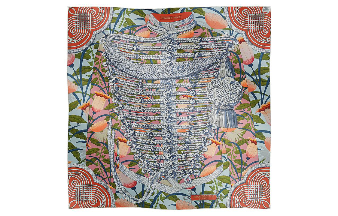 (Women) HERMES Floral Print Twill Silk Scarf for Women - Blue. H904041S-03 圖 3