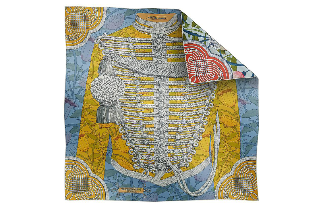 (Women) HERMES Floral Print Twill Silk Scarf for Women - Blue. H904041S-03 圖 4