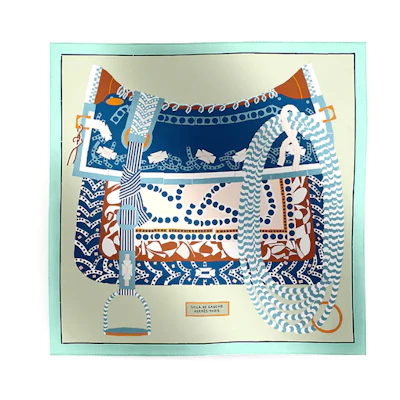(Women) HERMES Floral Saddle Silk Scarf Multicolor H004089Sv02