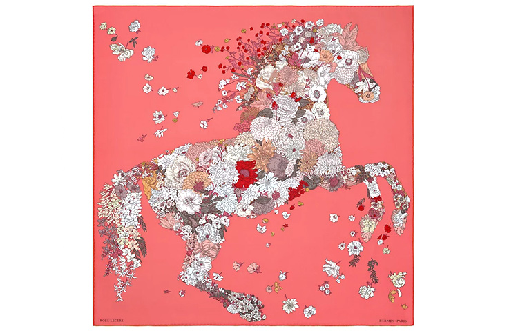 (Women) HERMES Floral Silk Scarf for Women - Lipstick Pink/Deep Pink/Cream. H003904S-06 圖 2
