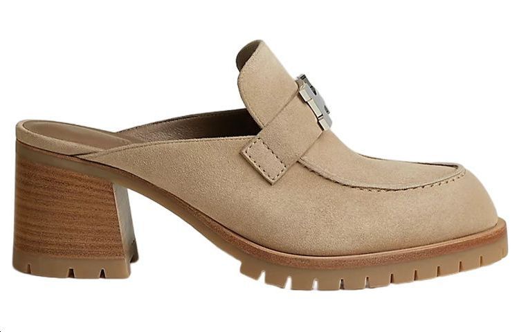 (W) HERMES Flore Leather Mules 'Light Brown' 圖 2