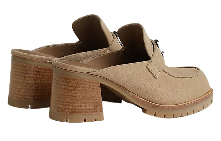 (W) HERMES Flore Leather Mules 'Light Brown' 圖 5
