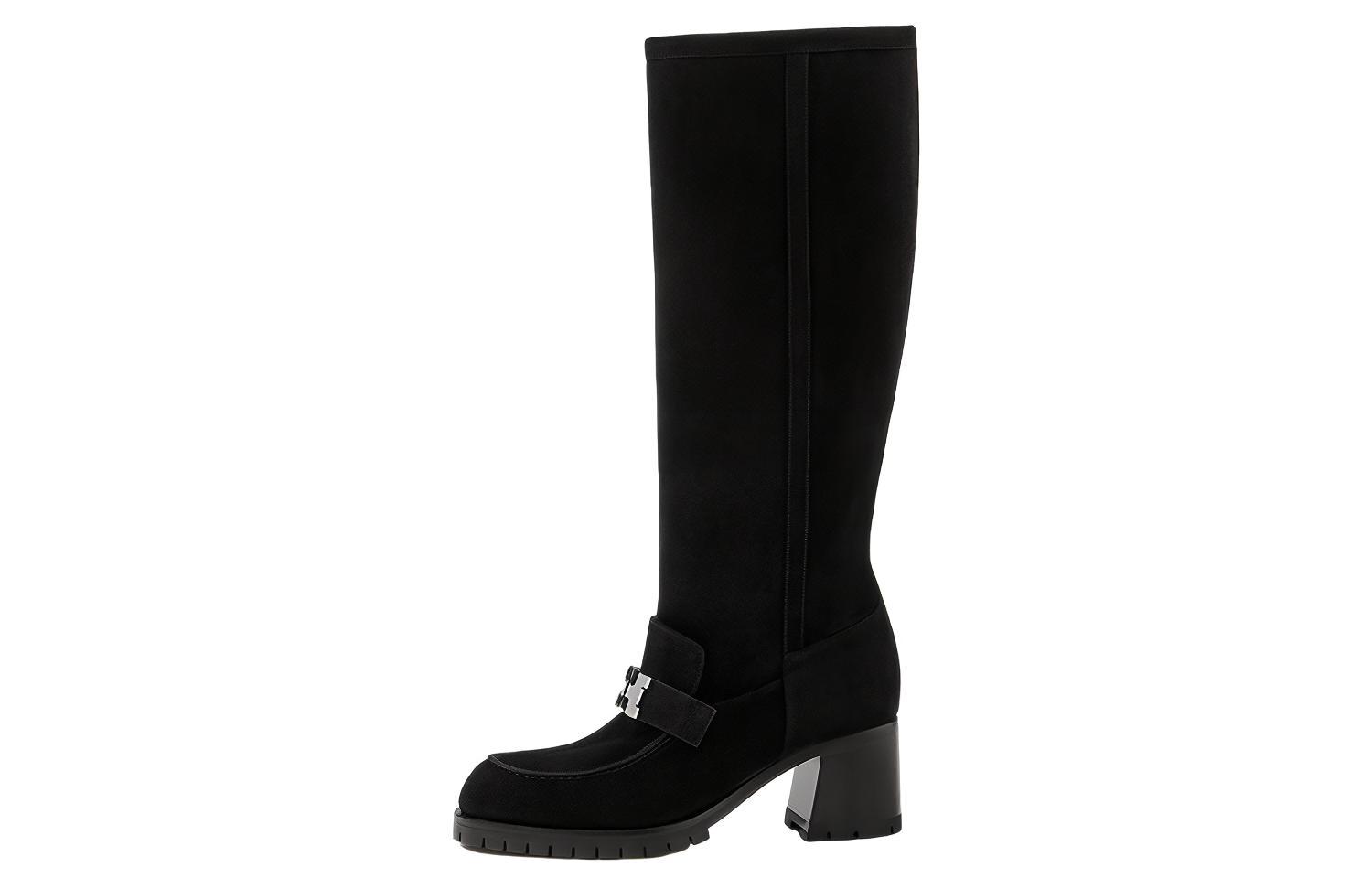 (Women) HERMES Folie 60 High-Top Boot 'Black Suede' H222064Z-02